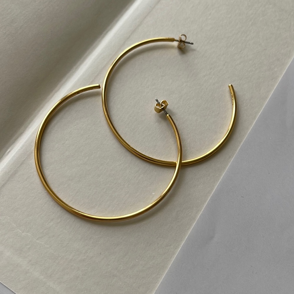 J Crew LARGE GOLD HOOP EARRINGS